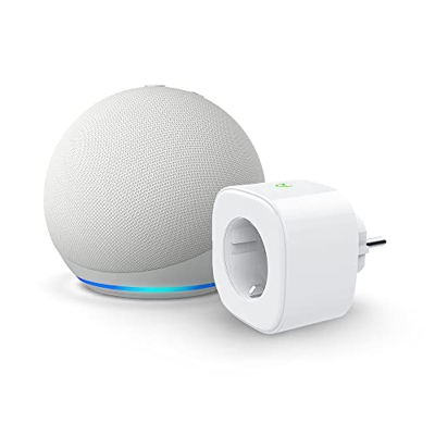 Nuevo Echo Dot (5.ª generación, modelo de 2022), Blanco + Meross Smart Plug (enchufe inteligente WiFi), compatible con Alexa - Kit de inicio de Hogar 