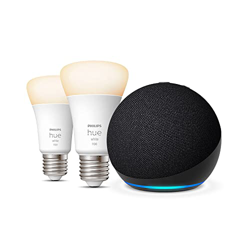 Nuevo Echo Dot (5.ª generación, modelo de 2022), Antracita + Philips Hue White Bombilla Inteligente (E27), Pack de 2, compatible con Alexa - Kit de in precio