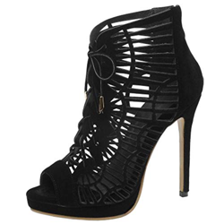 Ducarulan Moda High Top Sandalias Stiletto Tacon Alto Summer Botines Gladiator Sandalias Zipper Performance Zapatos Plataforma Party Heels Black Size  precio
