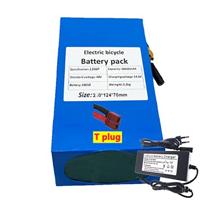 Batería De Litio para Bicicleta Eléctrica De 48 V Y 38 Ah con Cargador De 54,6 V Y 2 A, Batería De Bicicleta Eléctrica Paralela De 13 Series 6 Adecuad