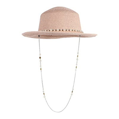 Adorainbow Moda Rosa Elegante Dama Camping Paja Creativa Playa Verano Plano UV Mujeres Amplio Viaje con Sombrilla Protección Correa Superior Aire para