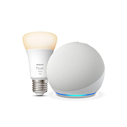 Nuevo Echo Dot (5.ª generación, modelo de 2022), Blanco + Philips Hue White Bombilla Inteligente (E27), compatible con Alexa - Kit de inicio de Hogar  precio