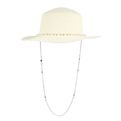 Adorainbow Creativo Correa Cadena Perla Portátil Elegante Moda Sombrero Plano Mujer Amplio Viaje Aire UV Camping Top Tejido Gorra Playa Verano para An precio