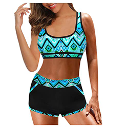 Mujer Tankini 2 pieza Más Tamaño Ladies Casual Traje de Baño Comfort Beachwear con Pantalones Cortos Bañador Estampado Hawaiano Transpirable y de Seca características