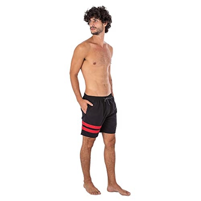 Hurley Blockparty Volley Board Shorts, Black/Red, M Men's