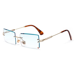 SHEEN KELLY Gafas de sol con montura cuadrada ultra pequeña para mujer Hombre Gafas de sol sin montura retro con lente transparente precio