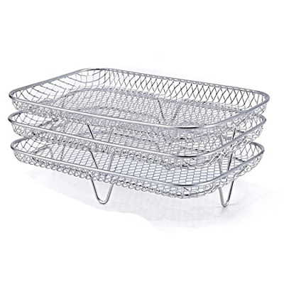 OUHUAN Parrilla de Tres Niveles Accesorios para Freidora de Aire de Acero Inoxidable Vaporera