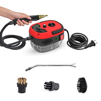 Andoer Limpiador de Vapor portátil de 2500 W, Limpiador de Vapor de Alta Temperatura con Cabezales de Cepillo, Limpiador Vapor Mano, Aspirador de Vapo