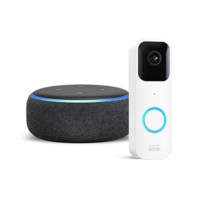 Te presentamos el Blink Video Doorbell, blanco, compatible con Alexa + Echo Dot (3.ª generación), Tela de color antracita - Kit de inicio de Hogar dig