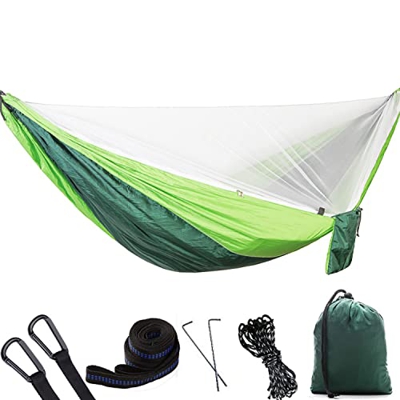 Hamacas de camping columpio con mosquitera de 290 x 140 cm, para dos personas, juego de tienda de campaña para abrir rápidamente el árbol, hamaca de p