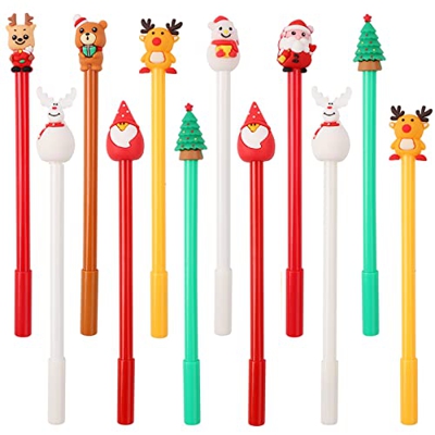 12 Piezas de Bolígrafos de Tinta de Gel de Navidad muñeco de nieve de dibujos animados reno de santa rotulador de árbol de navidad regalo de fiesta de