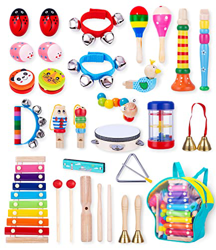 JOFLVA Instrumentos Musicales Infantiles, 32PCS Percusion Musicales Madera Set para Infantil, Juguetes Madera para Bebes, Instrumentos Musicales, Jugu en oferta