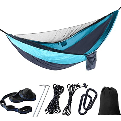 Hamacas de camping columpio con mosquitera para dos personas, ligeras y portátiles,juego de tienda de campaña para abrir rápidamente el árbol, hamaca 