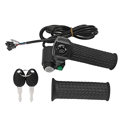 Uxsiya Empuñadura de Acelerador de Control de Velocidad de Bicicleta, Kit de Empuñadura de Acelerador de Bicicleta Eléctrica ABS con Luces Indicadoras