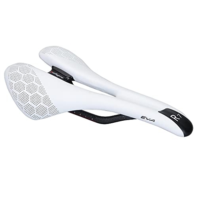 FIQARO Sillin Bicicleta MontañA,Sillin Bicicleta sillín de Bicicleta de Carretera MTB de Peso de Esponja EVA de Fibra de Carbono de 168g (Color : Whit