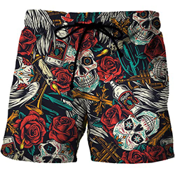 Pantalones Cortos de Playa con Estampado de Calaveras para Hombre, Pantalones Cortos de Surf de Verano, bañadores, bañadores, Pantalones Cortos Transp características