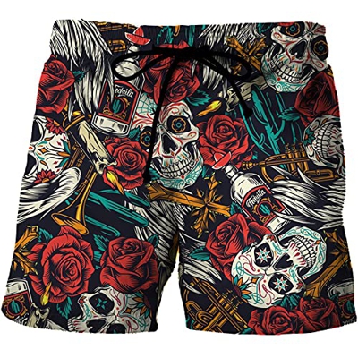 Pantalones Cortos de Playa con Estampado de Calaveras para Hombre, Pantalones Cortos de Surf de Verano, bañadores, bañadores, Pantalones Cortos Transp