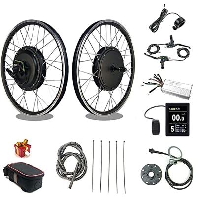 Samnuerly Kit de Bicicleta eléctrica 48V 1000W Motor de rotación Trasera Rueda sin escobillas Motor de Cubo de radios sin Engranajes 20"24" 26"27.5" 2