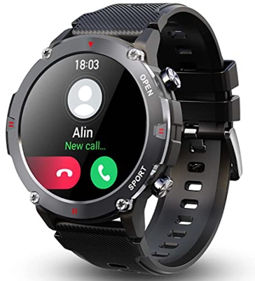 Smartwatch Hombre con Llamada Bluetooth/Marcación,Reloj Inteligente Hombre con Frecuencia Cardíaca, SpO2, Monitoreo de Presión Arterial y 19 Modos Dep