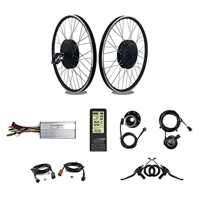Samnuerly Kit de Bicicleta eléctrica 48V 1000W Rueda de radios Delanteros Motor de Cubo sin escobillas sin Engranajes 20"24" 26"27.5" 28"29" 700C con 
