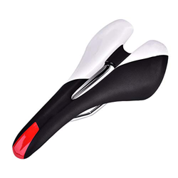 VGEBY Sillín de Bicicleta, 2 Colores Durable PU Cuero Bicicleta Ciclismo Asiento Cojín Sillín para Bicicleta de Carretera de Montaña (En Blanco y Negr características