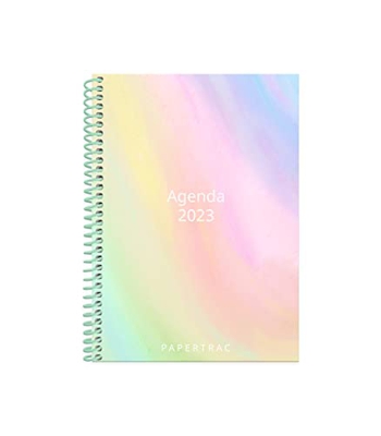 Papertrac - Agenda Enero 2023 Diciembre 2023 - Día Página - Tamaño 15x21 (A5) - Idiomas: Castellano, Inglés, Catalán, Euskera y Gallego - Colors