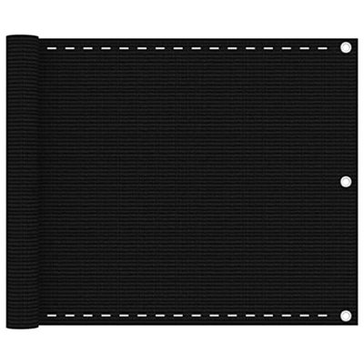 Pantalla de balcón negro 75x600 cm HDPE-Color: Negro-Material: 100% HDPE (polietileno de alta densidad)