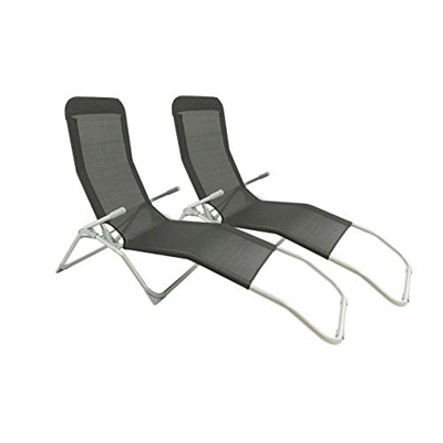 MaxxGarden Tumbona de terraza Plegable - Tumbona de jardín, Plegable - Uso para Playa, Camping, balcón, etc.140 kg de Carga útil - Juego de 2 - Color: