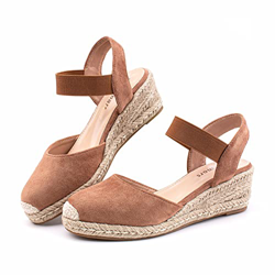 Sandalias Mujer Tacon Verano Sandalias Cerradas Mujer Comodas Elegantes Sandalia Fiesta Heels Sandals Espadrille Correa de Tobillo Caqui EU 40 precio