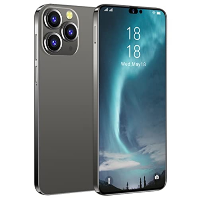 JUXaTECh i14proMax Dual SIM/GPS/Face ID 1GB ROM 2MP + 3MP 6.1inch HD + IPS Water 3 Cámaras Traseras Smartphone Smartphones Desbloqueados,Black,L