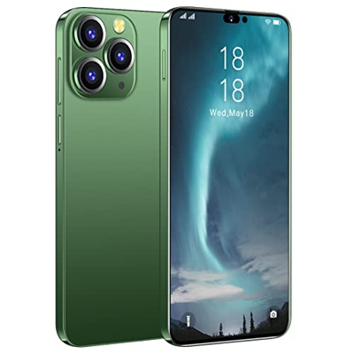 JUXaTECh i14proMax Dual SIM/GPS/Face ID 1GB ROM 2MP + 3MP 6.1inch HD + IPS Water 3 Cámaras Traseras Smartphone Smartphones Desbloqueados,Verde,L