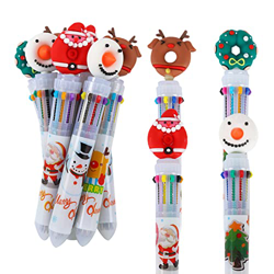 Bolígrafos de Navidad 12 Piezas Bolígrafos Multicolor de Bola Árbol de Navidad Muñeco de Nieve Papá Noel Reno Rotulador Retráctiles 10 en 1 para Estud precio