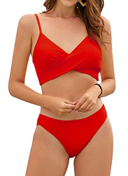 SHEKINI Mujer Traje de Baño Frente Cruz Diseño Bikini Top Bañador de Dos Piezas Correa de Hombro Ajustable Bikini Triángulo Bottoms Costilla Bikini Bi características