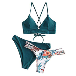 ZAFUL Conjunto de Bikini de Dos Piezas para Mujer con Sujetador Ajustable Push-up Back, bañador Triangular con Estampado Floral precio