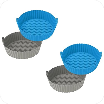 Qtrednrry 4 Bandejas de Silicona para Hornear de 7,5 Pulgadas para 3 a 5 Cuartos de GalóN Reutilizables Redondas para Accesorios de Horno de Freidora 