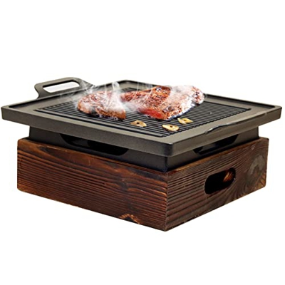 Estufa De Alcohol De Mesa para Barbacoa Portátil, Parrilla De Carbón De Barbacoa De Estilo Japonés De Hotel, Hibachi De Mesa De Comedor con Base De Ma