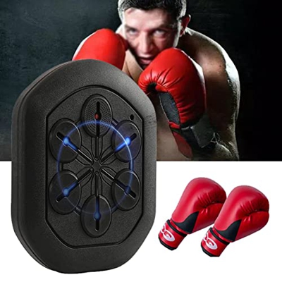 DOZPAL Blanco de Pared de Boxeo electrónico de música, Equipo de Entrenamiento de Boxeo Recargable con Guante de Boxeo para Adultos y niños - Entrenam