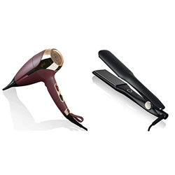 ghd Helios - Secador de pelo profesional con tecnología aeroprecis, Burdeos & max - Plancha de pelo profesional con placas anchas para cabello largo,  precio