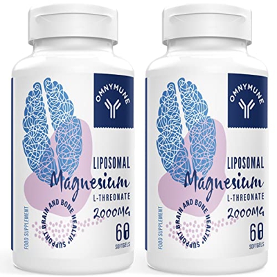 Liposomal L-Threonine Magnesium Softgels 2000mg - Suplemento de magnesio con vitamina D3 y K2 - ayuda a la salud del cerebro y los huesos y a la relaj