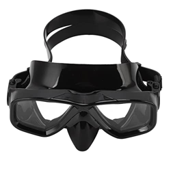 Pwshymi Gafas de natación, correa ajustable para la cabeza de alta seguridad ajuste cómodo vidrio templado lente de buceo gafas gran angular vista par características