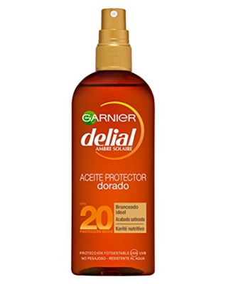 Garnier Delial Aceite Protector Solar Dorado Sublime para Pieles Claras que se Broncean Fácilmente IP20+ - 150 ml