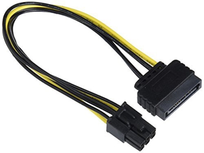 Power SATA 15-pin - 6-pin PCI-E Negro, Amarillo, Adaptador