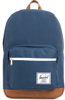 Herschel Classics Pop Quiz 22 Litre Back Pack Navy Tan Synthetic Leather