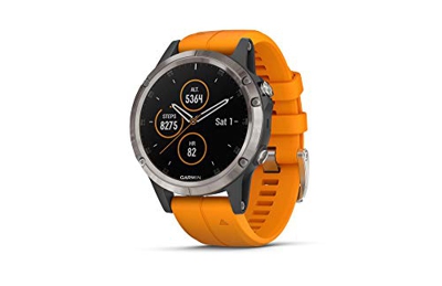 GARMIN PULSÓMETROS CON GPS Fenix 5 Plus Zafiro Plata Titanium Naran