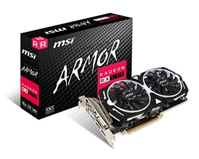 MSI Radeon RX 570 Armor 8G OC Graphics Card, 8GB GDDR5, DVI-D, HDMI, DP