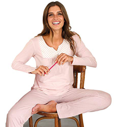 Camiseta con canesú y pantalón estampados rosa claro XL en oferta