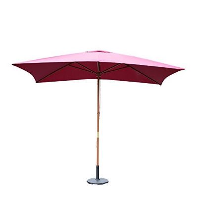 Sombrilla Tipo Parasol para Terraza y Jardín - Color Vino - Madera y Poliéster - 2x3m