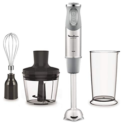 Moulinex QuickChef DD655D10 Batidora de Mano de 1000 W, con Regulador de 10 Velocidad Turbo con 2 Accesorios para Picar y para Montar y Vaso Medidor, 