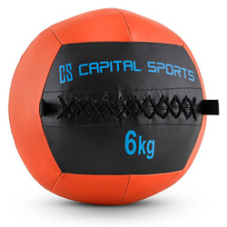 Capital Sports Wallba 6 Balón medicinal de cuero sintético (peso 6 kg, forro exterior, costuras resistententes, superficie manejable, esfera ejercicio características