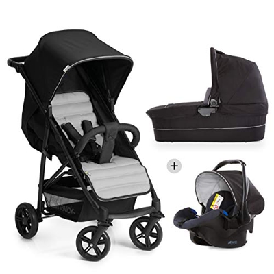 Hauck Rapid 4 Plus Trio Set - Carrito de bebe 3 in 1, de 0 meses a 25 kg, adaptable a Isofix, capazo, respaldo reclinable, manillar ajustable en altur